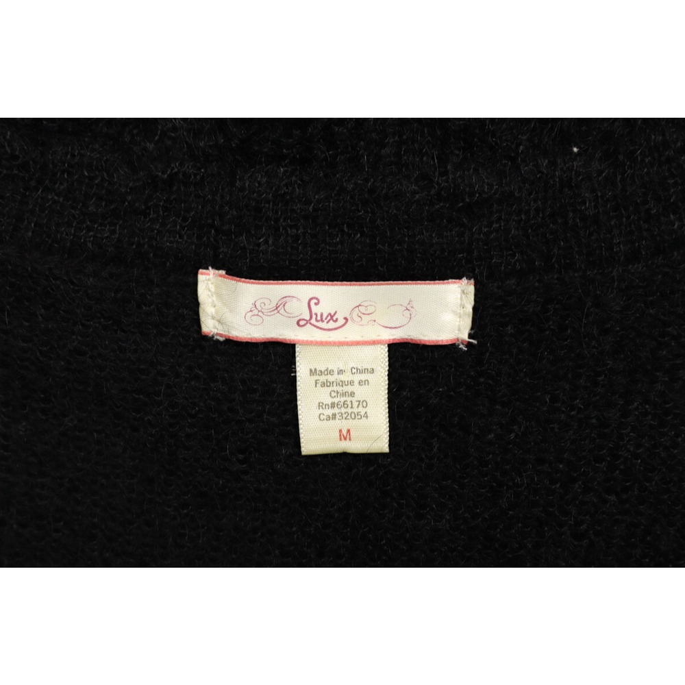 Urban Outfitters M Open Knit Mohair Blend Midi Dress Black Y2k Short Sleeve - Picture 7 of 10